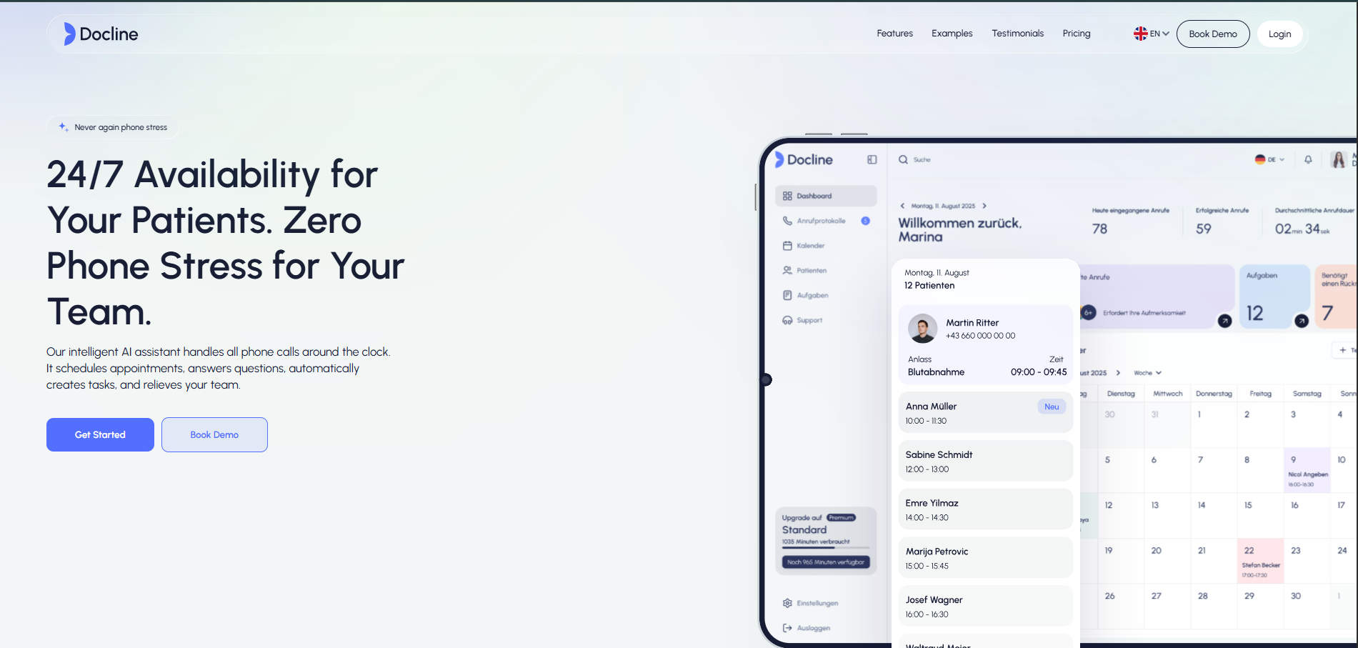 Docline healthcare platform homepage with a modern and professional interface